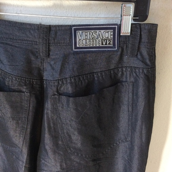 VERSACE JEANS COUTURE Sleek Sheen High Waist Pants - Picture 2 of 13